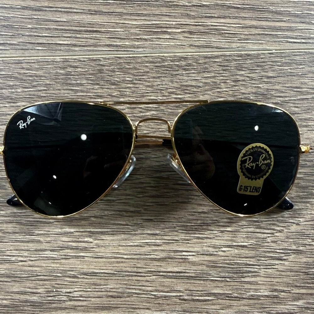 Ray-Ban Aviator Classic Gold G-15 Green Lens Sunglasses RB3025 Made in Italy